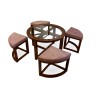 pure wood round dining table for living room low height with stools under the table