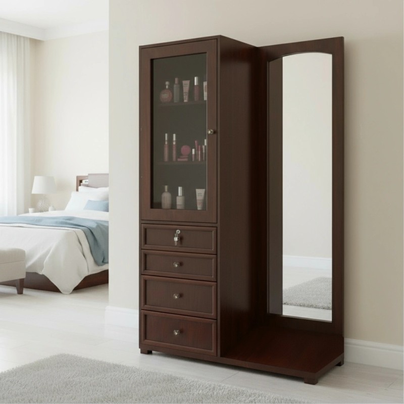 Dressing Table with 4 Drawers Standing Mirror (HD-VNT-012)